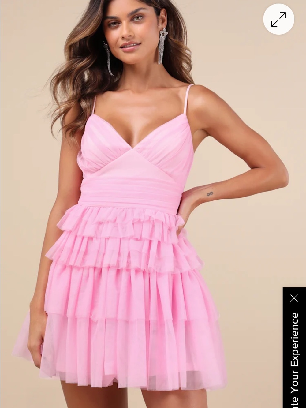 NWT! Lulu's Blush Pink Special Poise Tulle Pleated Sleeveless Tiered Mini Dress.
